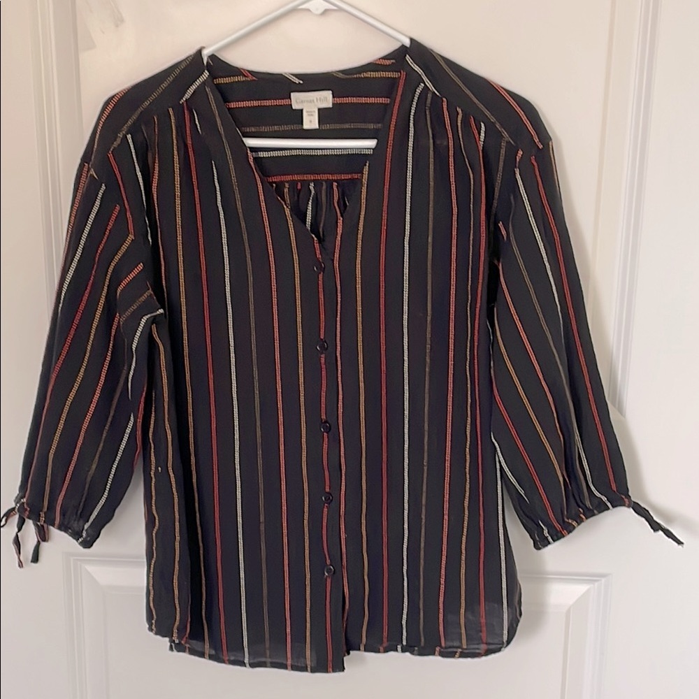 Garnet Hill Black Stripe Organic Cotton Top 6